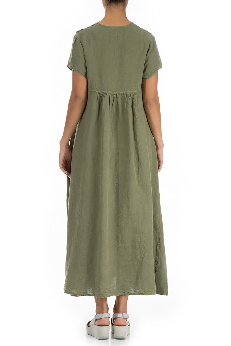Romantic Khaki Linen Dress - GRIZAS | Natural Contemporary Womenswear