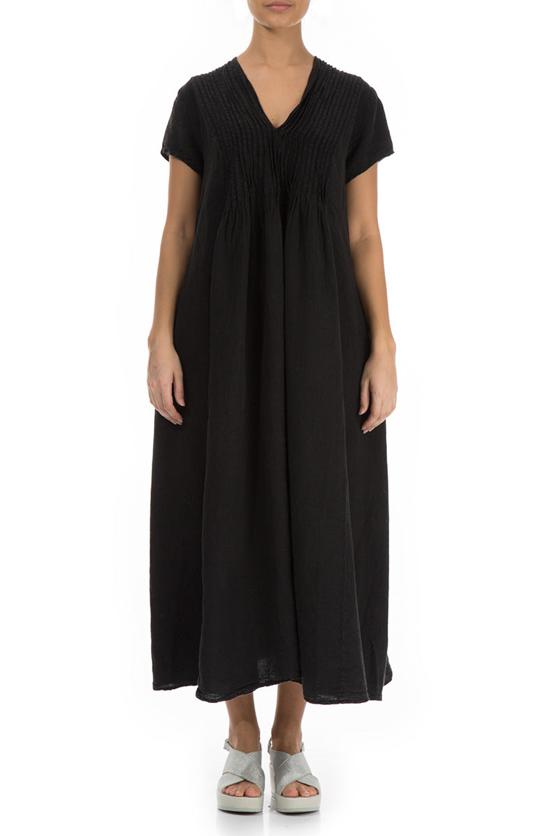 Romantic Black Linen Dress - GRIZAS | Natural Contemporary Womenswear