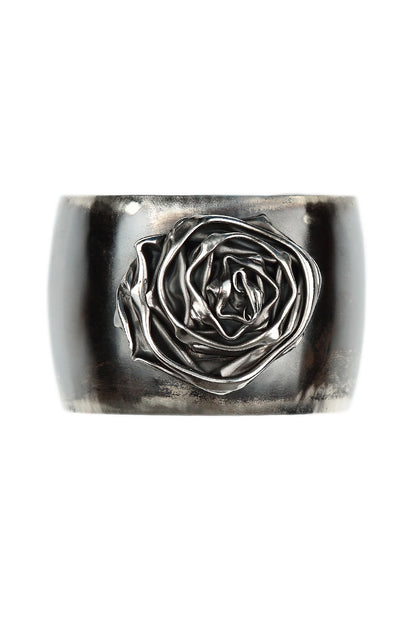 Wide Rose Metal Cuff Bracelet