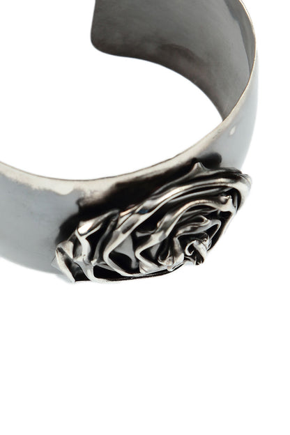 Wide Rose Metal Cuff Bracelet