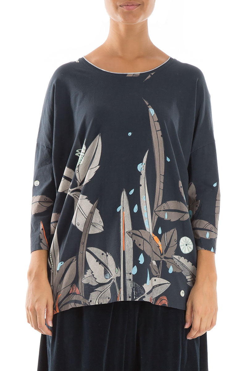 Boxy Leaves Cotton Blouse 1