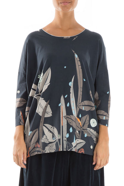 Boxy Leaves Cotton Blouse 1