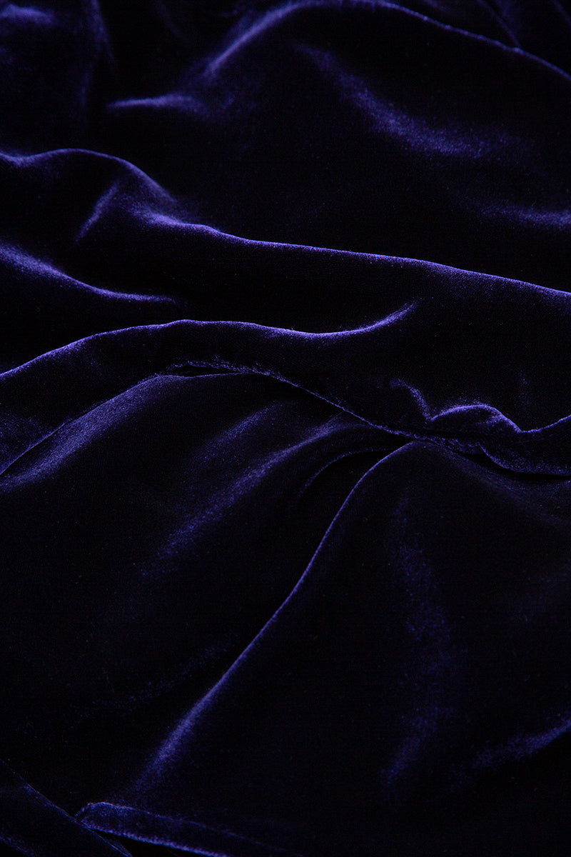 Wide Royal Purple Silk Velvet Scarf