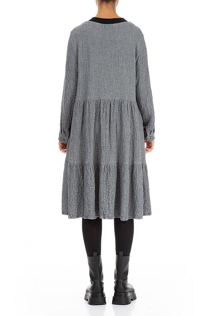 Ruffle Hem Grey Wool Bomber Dress