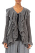 Ruffles Decorated Grey Wool Cardigan 1