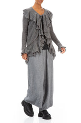 Ruffles Decorated Grey Wool Cardigan 4