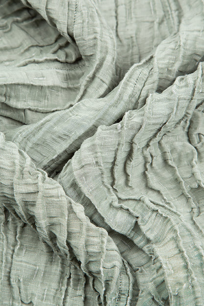 Asymmetrical Crinkled Pistachio Silk Dress 5