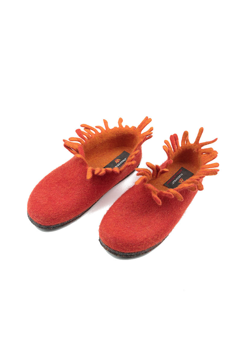 Saffron Fringe Wool Slipper Boots