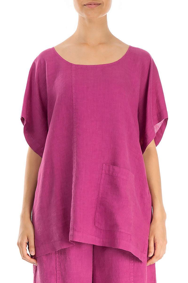 Short Sleeves Orchid Linen Blouse
