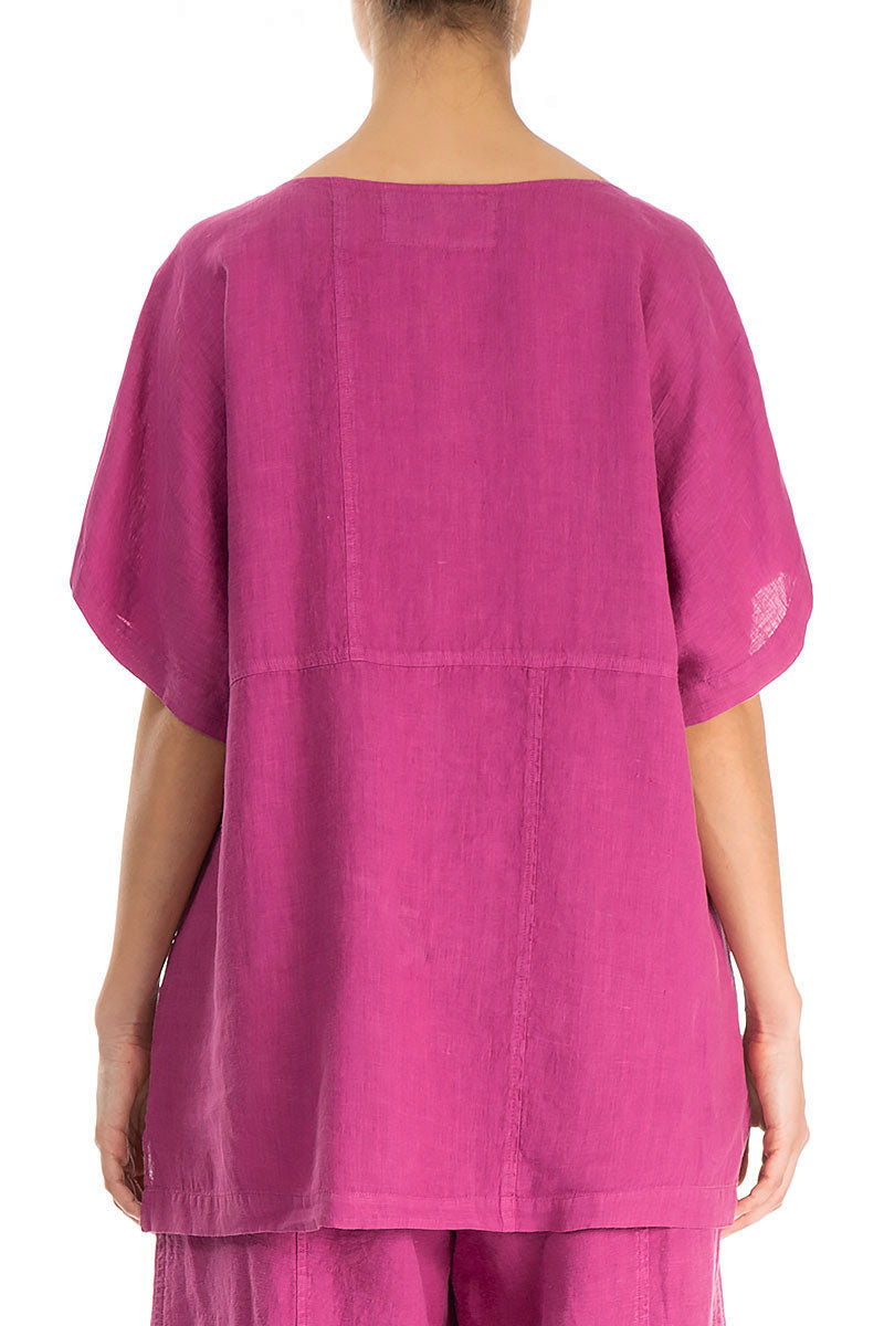 Short Sleeves Orchid Linen Blouse 2
