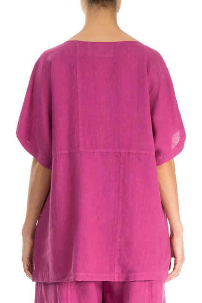 Short Sleeves Orchid Linen Blouse 2