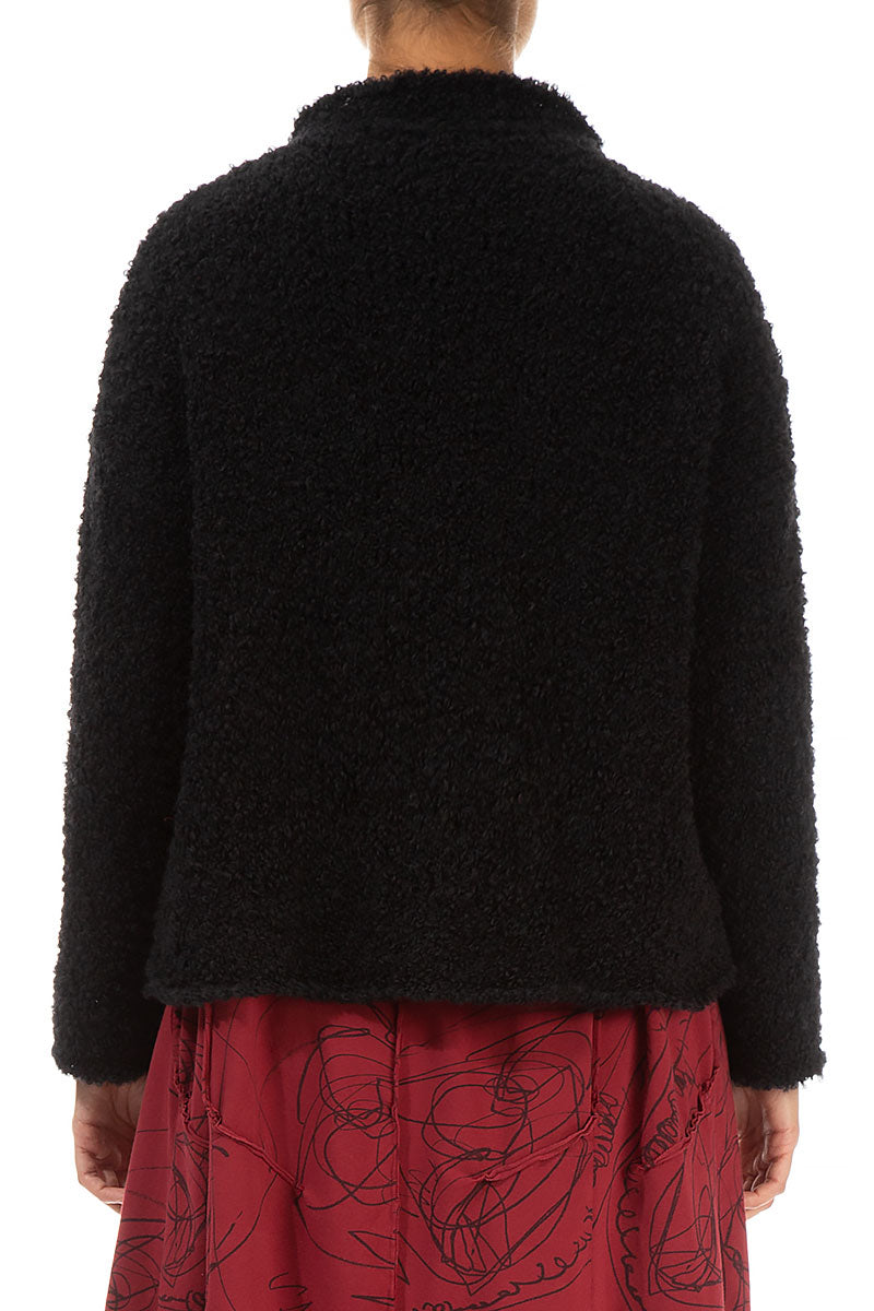 Short black clearance fluffy cardigan