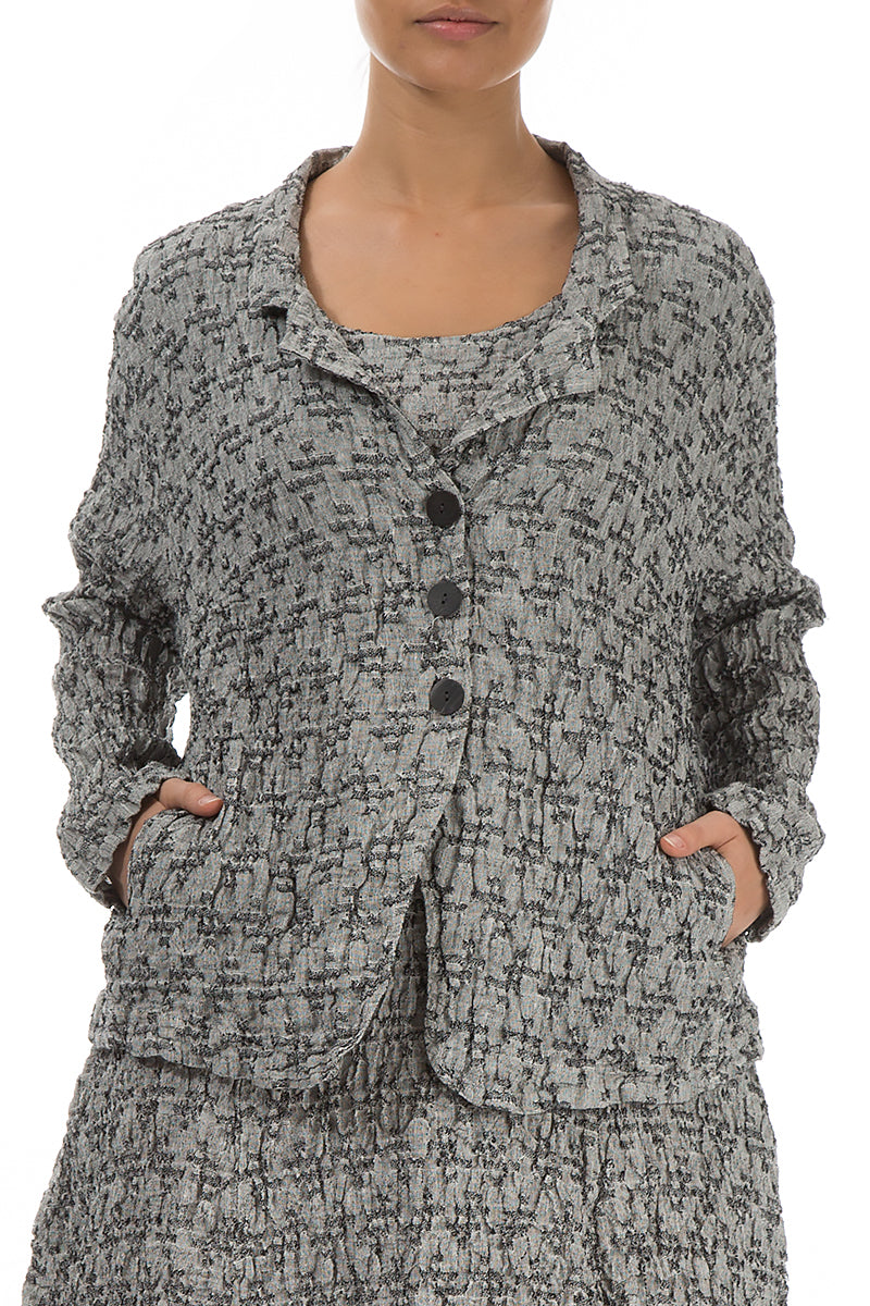 Geometric Texture Grey Linen Jacket