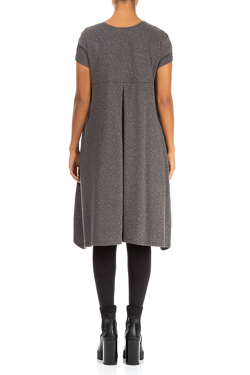 Short Sleeves Grey Glitter Cotton Dress 2