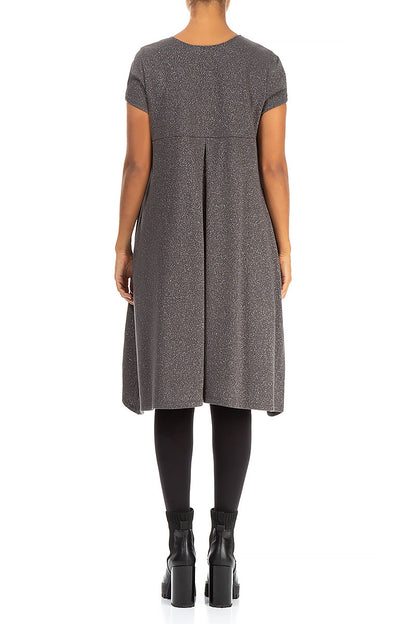 Short Sleeves Grey Glitter Cotton Dress 2