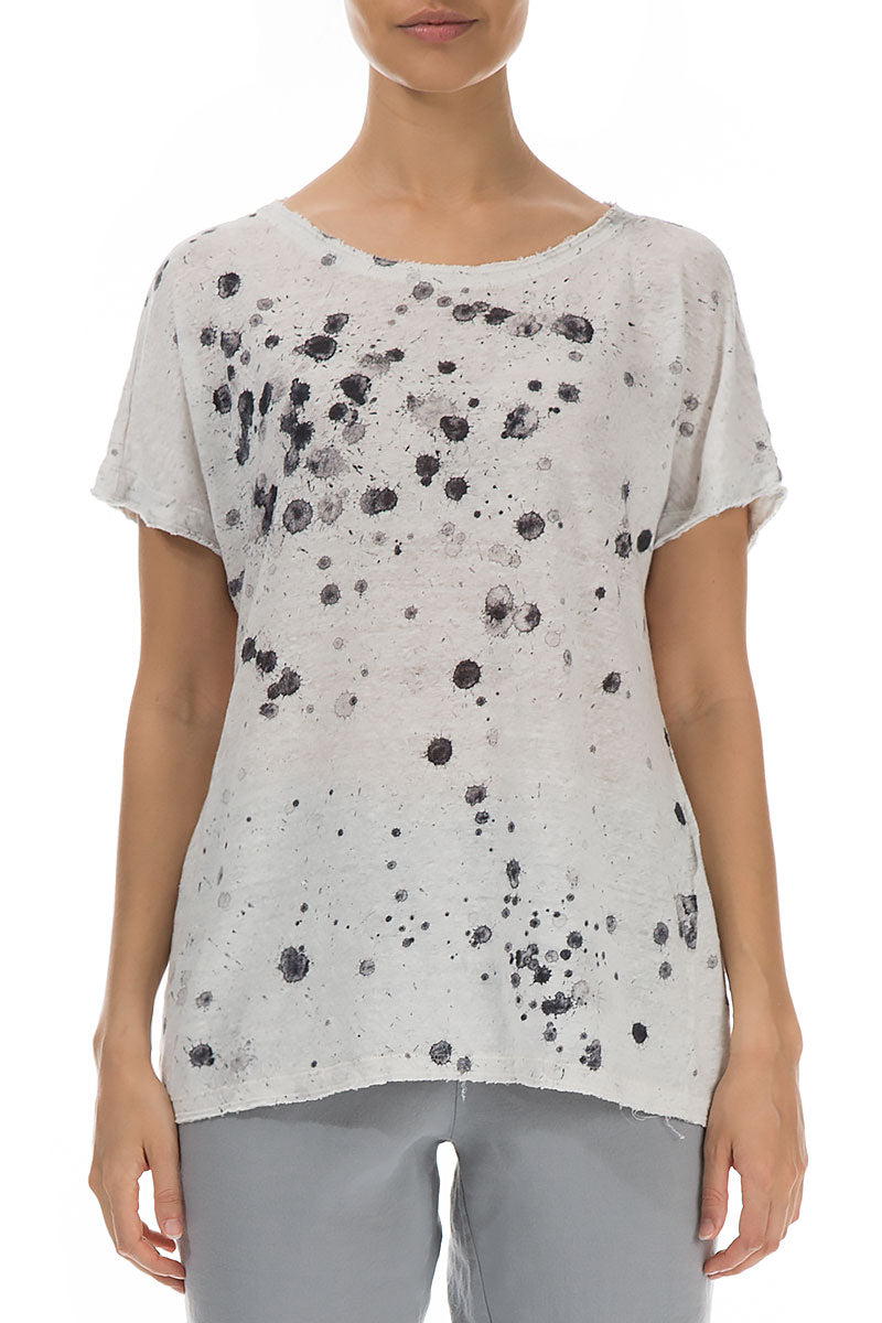 Short Sleeves Splash Linen Jersey Top 1
