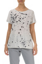 Short Sleeves Splash Linen Jersey Top 3