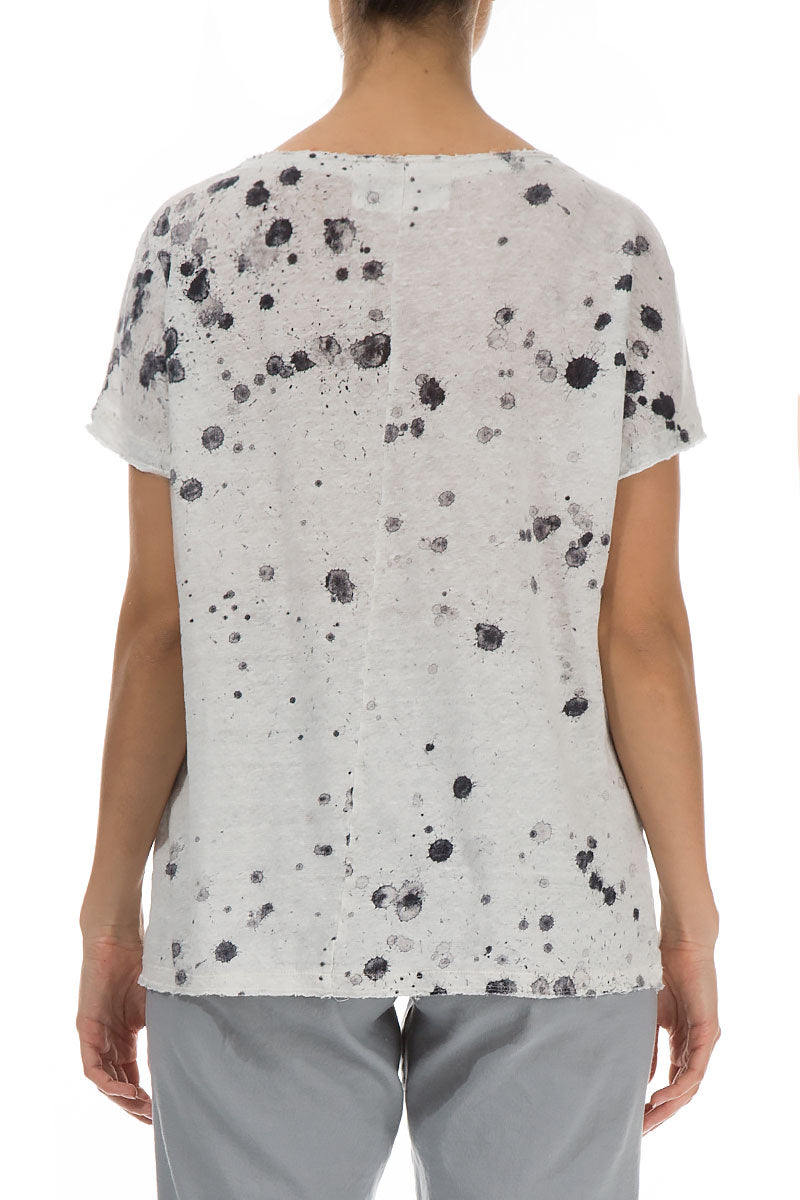 Short Sleeves Splash Linen Jersey Top 2