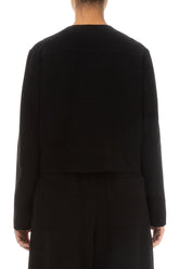 Short Tie Front Black Cotton Jersey Jacket 2