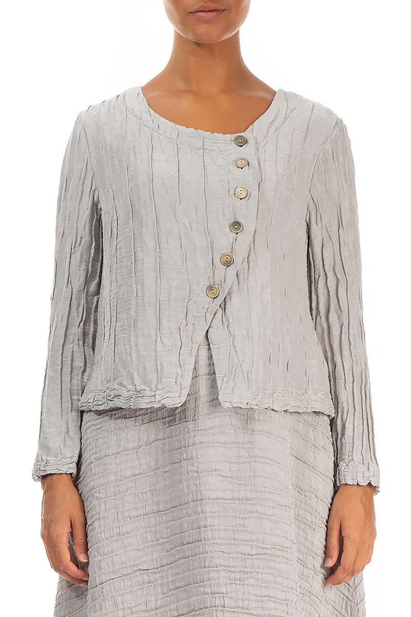 Side Closure Crinkled Cream Silk Jacket – grizas.com