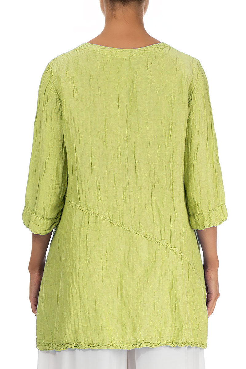 Bright Green, Womens Linen Pocket Tunic Dress