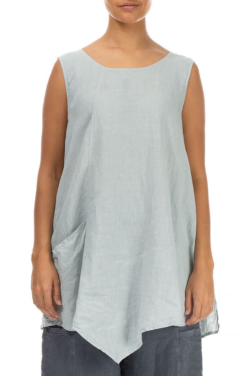 Side Pocket Sleeveless Light Grey Linen Tunic 1