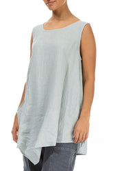 Side Pocket Sleeveless Light Grey Linen Tunic 3