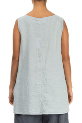 Side Pocket Sleeveless Light Grey Linen Tunic 2