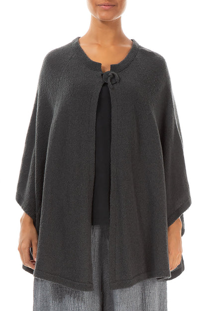 Single Button Flared Dark Grey Wool Cardigan 1