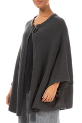 Single Button Flared Dark Grey Wool Cardigan 3