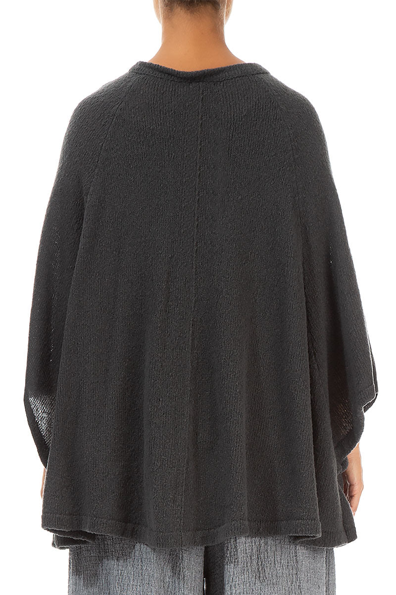 Single Button Flared Dark Grey Wool Cardigan 2