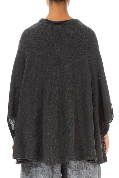 Single Button Flared Dark Grey Wool Cardigan 2