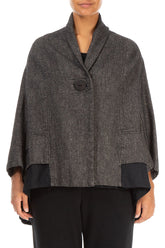 Single Button Grey Wool Linen Jacket 1