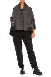 Single Button Grey Wool Linen Jacket 4