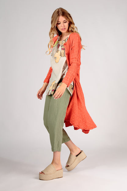 Sleeveless Earthy Print Linen Top 6