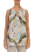 Sleeveless Earthy Print Linen Top 1