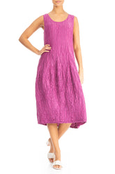 Sleeveless Balloon Crinkled Orchid Silk Dress 4