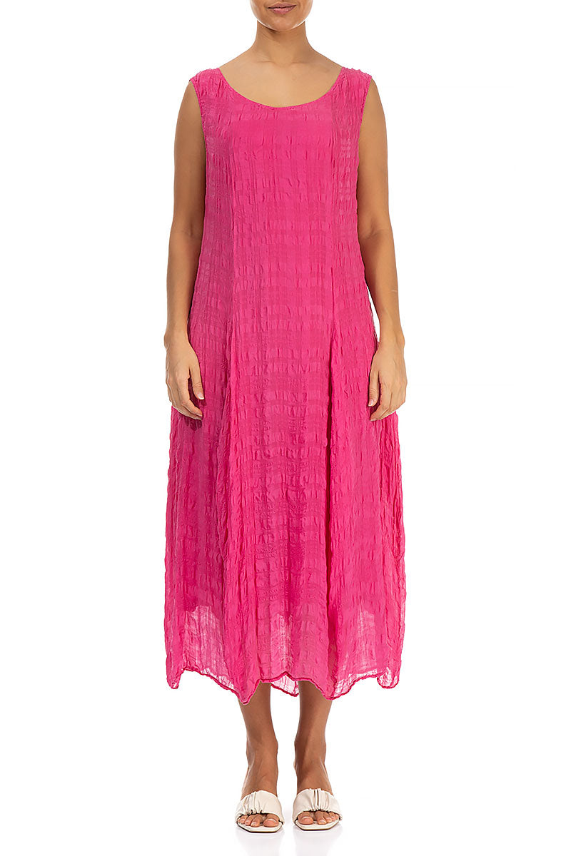 Sleeveless Balloon Hot Pink Light Silk Dress 1