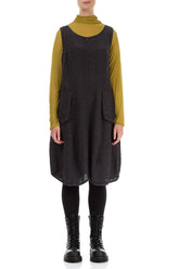 Sleeveless Balloon Charcoal Mélange Linen Dress 1