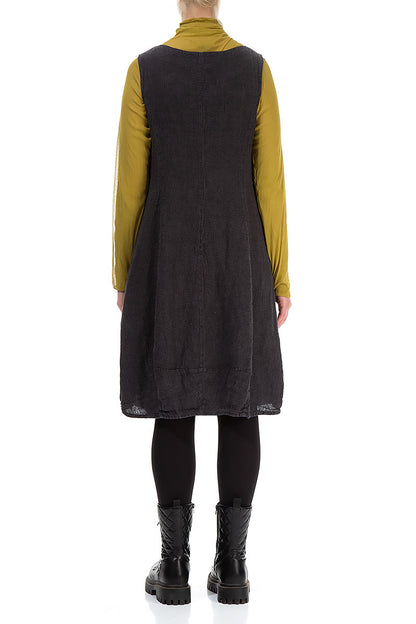 Sleeveless Balloon Charcoal Mélange Linen Dress 2