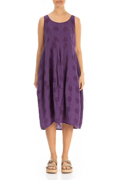 Sleeveless Balloon Purple Linen Dress 1