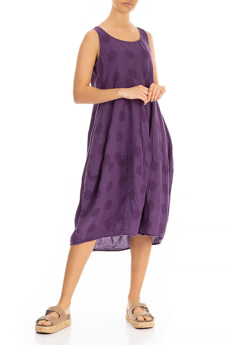 Sleeveless Balloon Purple Linen Dress 3