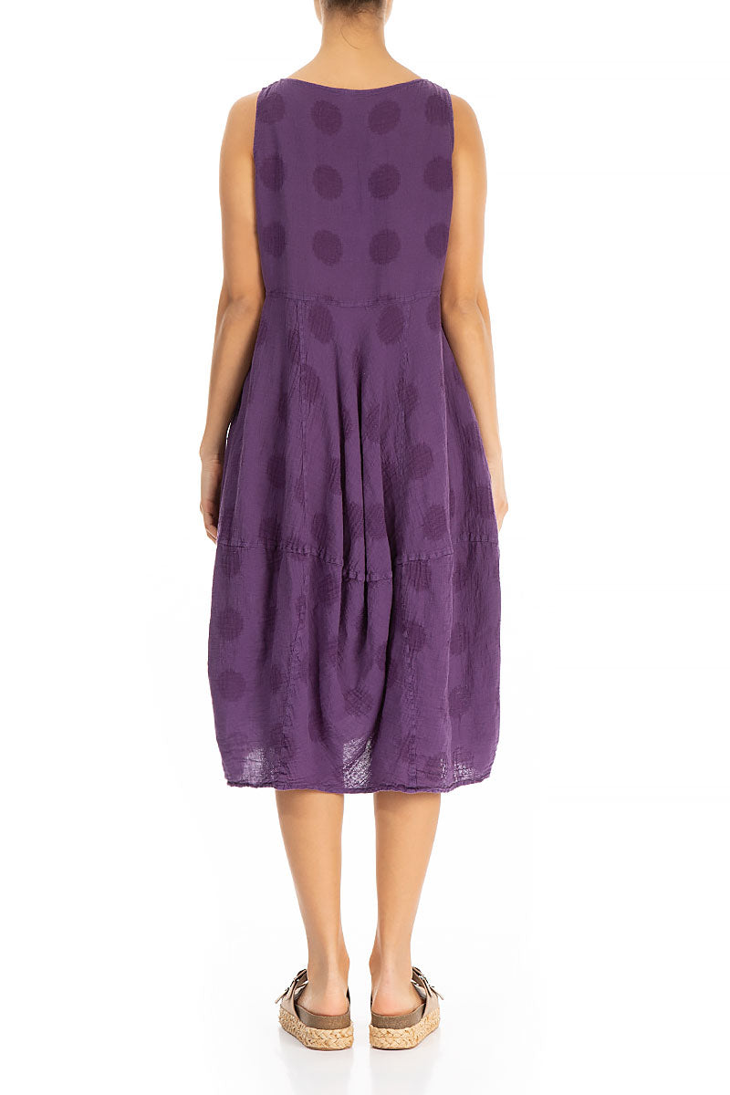 Bubble Pattern Purple Balloon Linen Dress 2
