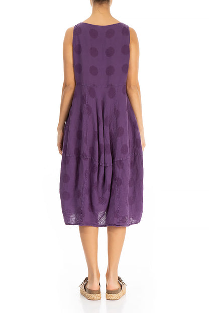 Sleeveless Balloon Purple Linen Dress 2