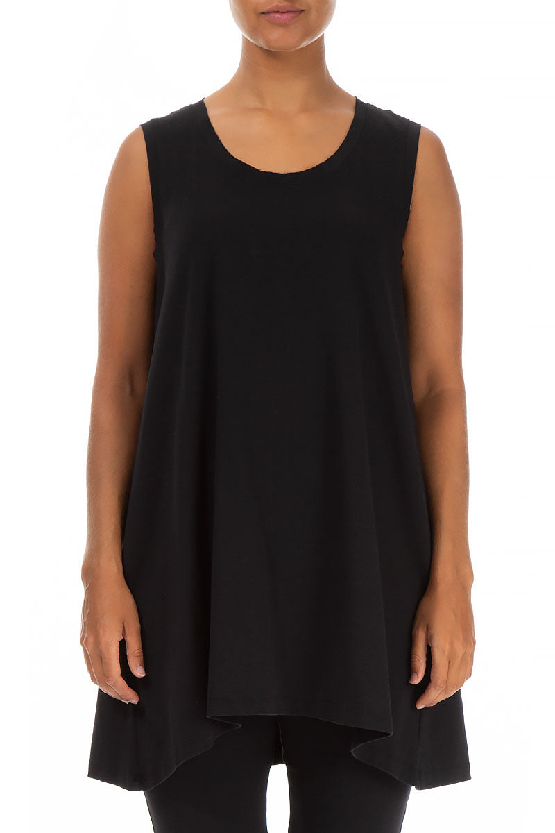 Sleeveless Black Cotton Tunic