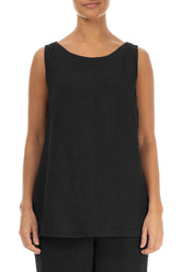 Sleeveless Black Linen Top 1