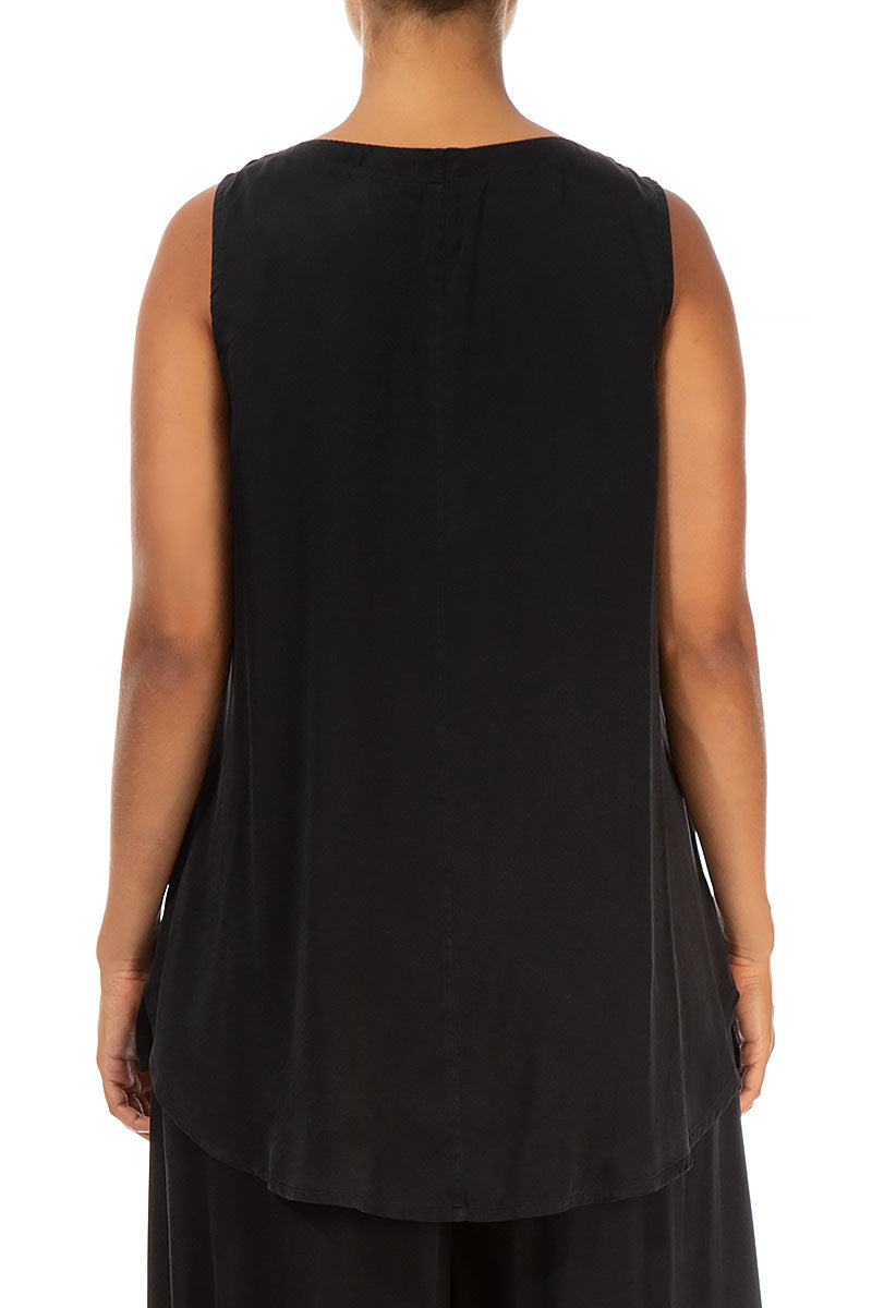 Sleeveless Black Silk Top