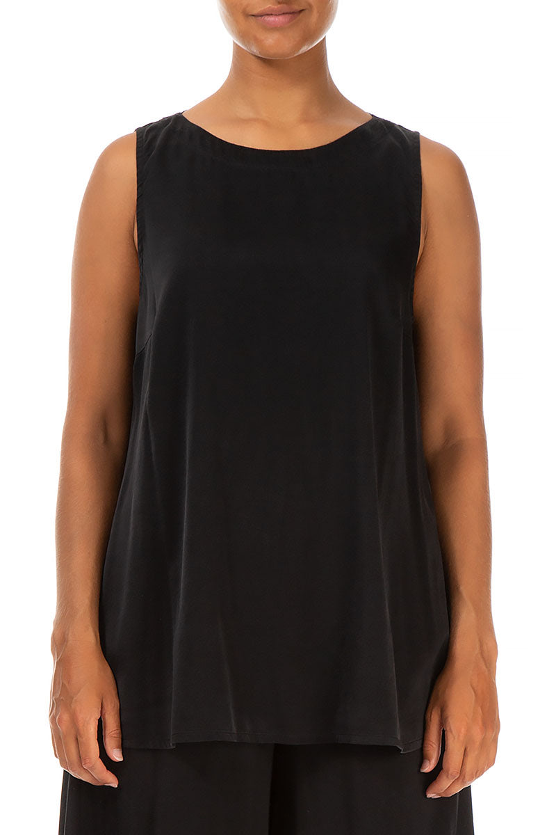 Sleeveless Black Silk Top