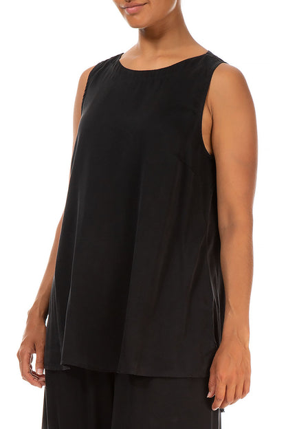 Sleeveless Black Silk Top