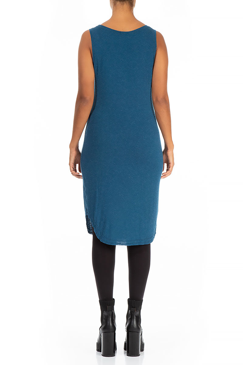 Sleeveless Blue Viscose Angora Dress 2
